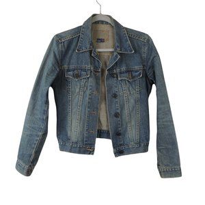 Zara Trafaluc Women’s Denim Cropped Pockets Stretch light jean jacket Shirt Sz S
